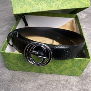 Gucci Black Leather GG Belt 85cm / 34in – Excellent Condition w/ Box & Dust Bag
